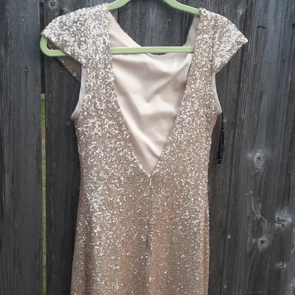 Sorella Vita SV Gold Sequin Dress Low Back Size 10 Gorgeous Gown Bridal Prom - Picture 10 of 16